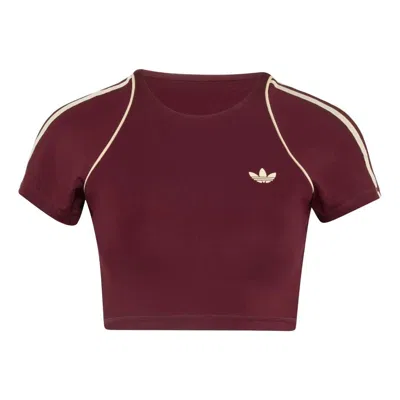 Adidas Originals (wmns) Adidas Sport Superstar Bra T-shirt Asia Sizing 'maroon' In Burgundy