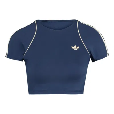 Adidas Originals (wmns) Adidas Sport Superstar Bra T-shirt Asia Sizing 'night Indigo' In Red