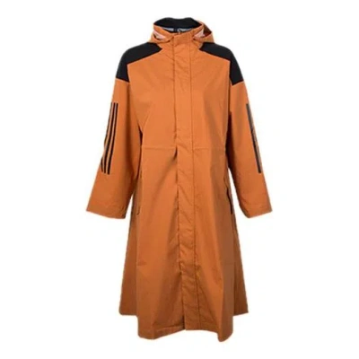 Adidas Originals (wmns) Adidas Sports Hooded Windproof Long Jacket Khaki Brown