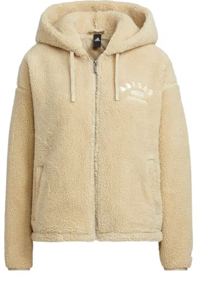 Adidas Originals (wmns) Adidas Sportswear Polar Fleece Sports Casual Jacket 'tan' In Neutral