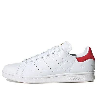Adidas Originals (wmns) Adidas Stan Smith 'allover Debossed Trefoils - White Scarlet' In Multi