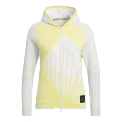 Adidas Originals (wmns) Adidas Statement Primeknit Hooded Jacket Asia Sizing 'yellow Grey' In Yellow/grey