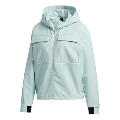 Adidas Originals (wmns) Adidas Style Shell Jkt Casual Sports Hooded Jacket Light Blue