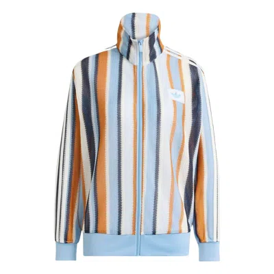 Adidas Originals (wmns) Adidas Summer Glow Knitted Firebird Track Jacket Asia Sizing 'ash Blue' In Multi