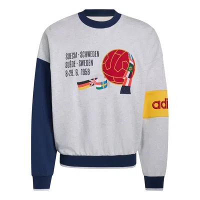 Adidas Originals Sweden World Cup Crew Sweatshirt Light Grey Heather/night Indigo In Multi