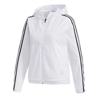 Adidas Originals (wmns) Adidas Three Stripes Printing Hooded Jacket 'white Black'