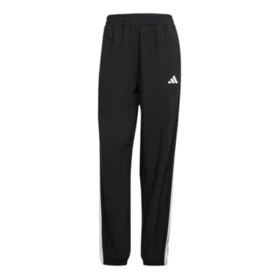Adidas Originals (wmns) Adidas Train Essentials 3-stripes Woven Pants 'black White' In Multi