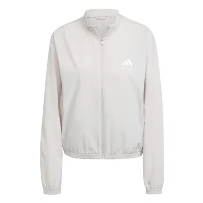 Adidas Originals (wmns) Adidas Train Essentials 3-stripes Woven Warm-up Jacket 'grey' In Neutral