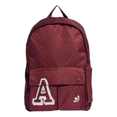 Adidas Originals (wmns) Adidas Trefoil Jacquard Monogram Backpack 'burgundy' In Red