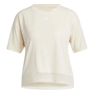 Adidas Originals (wmns) Adidas Trn T Heat.rdy Mesh Splicing Solid Color Training Sports Short Sleeve Creamy White