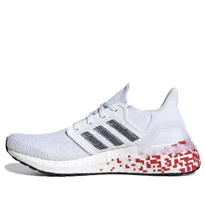 Adidas Originals (wmns) Adidas Ultraboost 20 'digital Pixel - White Scarlet' In Multi