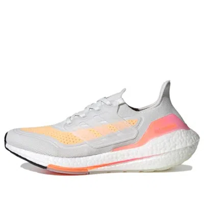 Adidas Originals (wmns) Adidas Ultraboost 21 'white Acid Orange' In Gray