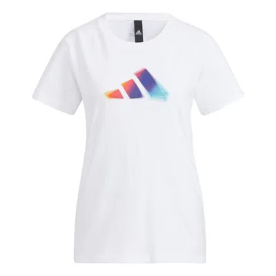 Adidas Originals (wmns) Adidas Ust  3 Bar T-shirt 'white Purple'