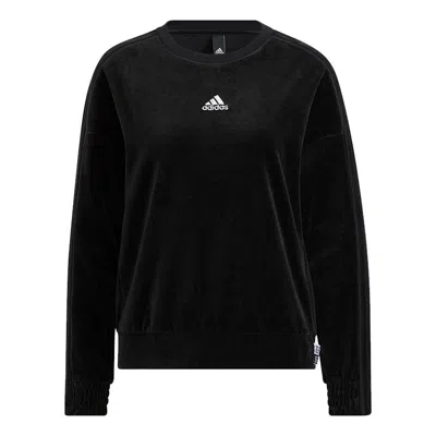 Adidas Originals (wmns) Adidas Velour Crew Logo Round-neck Swea Black