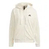 Adidas Originals (wmns) Adidas Velour Jkt Small Logo Drawstring Hooded Jacket Creamy White In Neutral