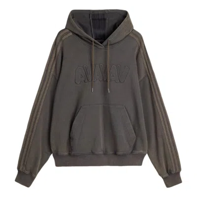 Adidas Originals X Avavav Logo-embossed Side-stripe Hoodie In Black