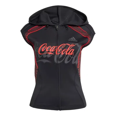 Adidas Originals (wmns) Adidas X Coca-cola Slouchy Gfx Hooded Top Asia Sizing 'black' In Animal Print