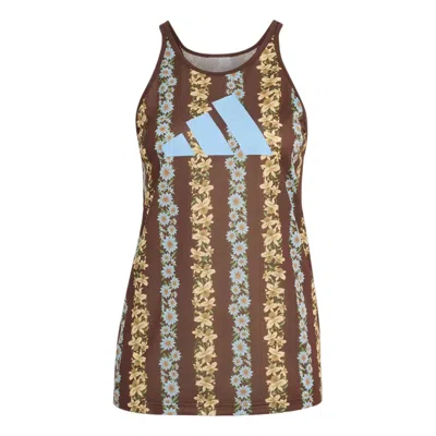 Adidas Originals (wmns) Adidas X Farm Rio Training Tank Top Asia Sizing 'auburn Clear Sky Multicolor' In Brown