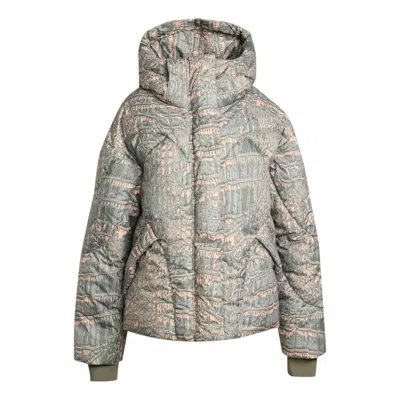Adidas Originals (wmns) Adidas X Stella Mccartney Mid Length Padded Winter Jacket Printed 'soft Powder Willow Grey Le In Neutral