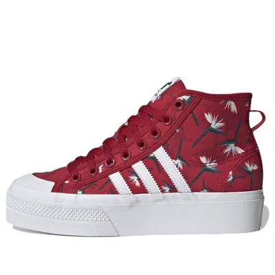 Adidas Originals (wmns) Adidas X Thebe Magugu Nizza Platform Mid 'birds Of Paradise' In Burgundy