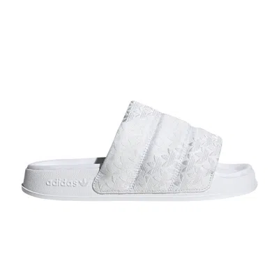 Pre-owned Adidas Originals Wmns Adilette Essential Slides 'trefoil Monogram - White'