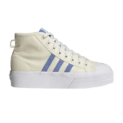 Pre-owned Adidas Originals Wmns Nizza Platform Mid 'blue Fusion' In Cream