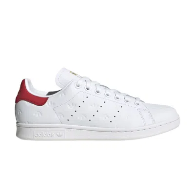 Pre-owned Adidas Originals Wmns Stan Smith 'allover Debossed Trefoils - White Scarlet'