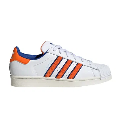 Pre-owned Adidas Originals Wmns Superstar 'white Orange Royal Chenille'