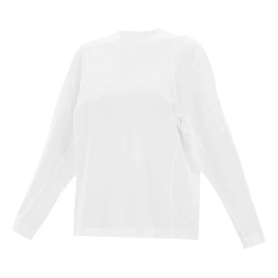 Adidas Originals (wmns) Y-3 Logo Pattern Loose Round Neck Long Sleeves White T-shirt