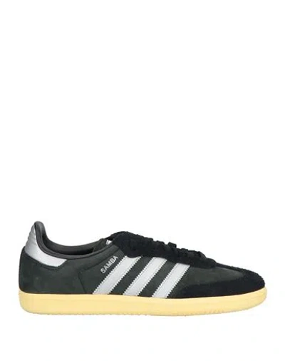Adidas Originals Woman Sneakers Dark Green Size 11 Leather In Black