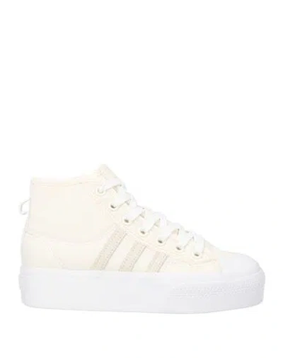 Adidas Originals Woman Sneakers Ivory Size 5.5 Leather, Textile Fibers In White