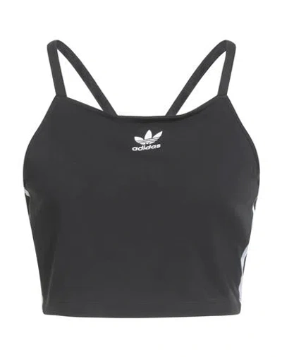 Adidas Originals Woman Top Black Size 8 Cotton, Elastane