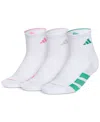 Adidas Originals Women's 3-pk. All Day Training Quarter Socks 5159147a In White,pink Fusion,wonder Alumina Grey