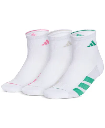 Adidas Originals Women's 3-pk. All Day Training Quarter Socks 5159147a In White,pink Fusion,wonder Alumina Grey