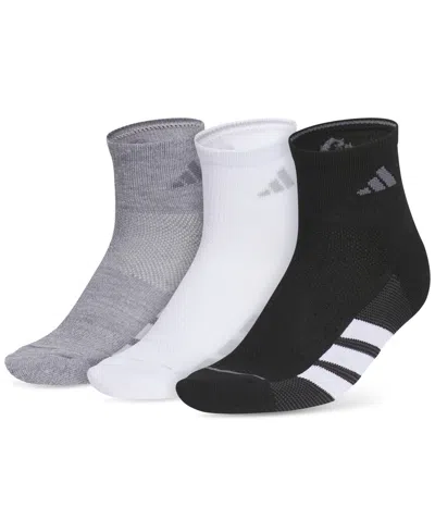 Adidas Originals Women's 3-pk. All Day Training Quarter Socks In Grey,white,black