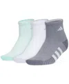 Adidas Originals Cushioned Womens 3 Pair Quarter Ankle Socks In Gray