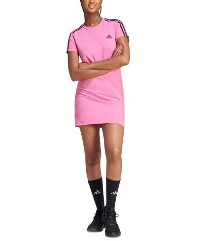 Adidas Originals Women's 3 Striped Fitted T-shirt Dress In Pink
