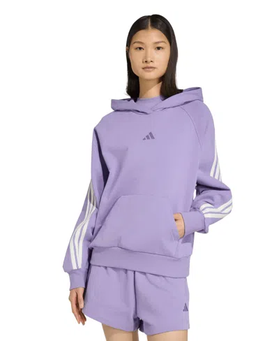 Adidas Originals Women's 3-stripes Pull-on Hoodie In Blue