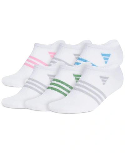 Adidas Originals Adidas 6-pack Superlite No Show Performance Socks In Wht,blisspop,clronixgry