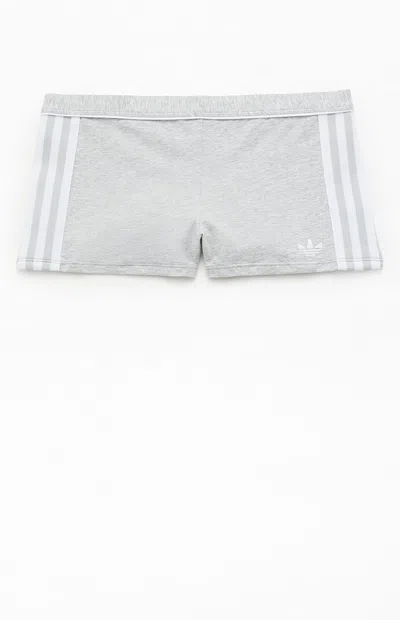 Adidas Originals Women's Active Heather Grey 3-stripes Biker Shorts In Heather Gray