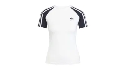 Pre-owned Adidas Originals Women's Adicolor 3stripes Raglan Slim T-shirt In White/black