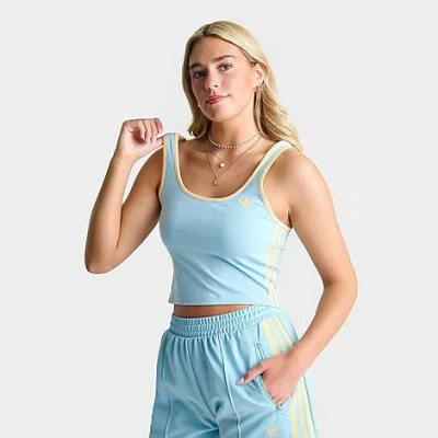 Adidas Originals Women's Adicolor 3-stripes Slim Tank Top In Blue