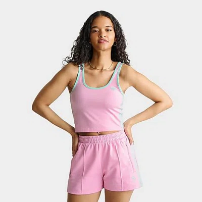 Adidas Originals Women's Adicolor 3-stripes Slim Tank Top In Pink