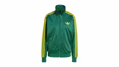 Pre-owned Adidas Originals Women's Adicolor Classic Firebird Loose Track Top In Collegiate Green/crew Yellow