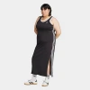 Adidas Originals Women's Adicolor Classics 3 Stripes V-neck Midi Dress In Black