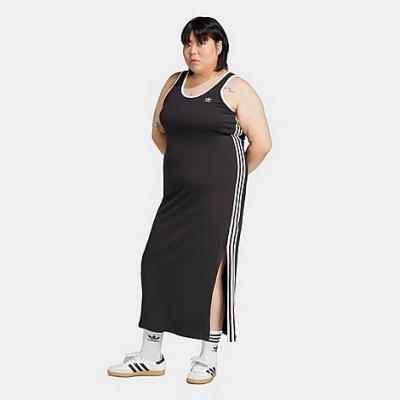 Adidas Originals Women's Adicolor Classics 3 Stripes V-neck Midi Dress In Black