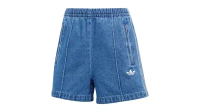 Pre-owned Adidas Originals Women's Adicolor Denim Firebird Shorts In Indigo Denim