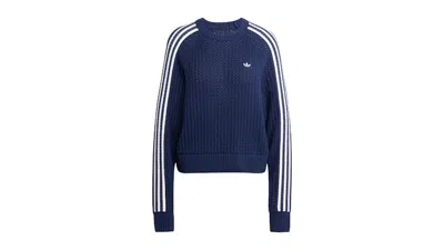 Pre-owned Adidas Originals Women's Adicolor Knitted Crew Sweatshirt In Night Indigo
