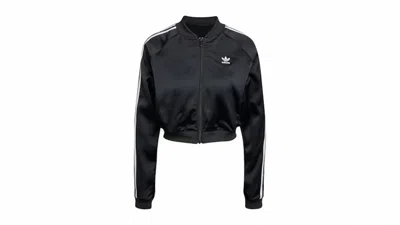 Pre-owned Adidas Originals Women's Adicolor Satin Track Top In Black