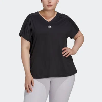 Adidas Originals Women's Training Moisture-wicking Logo V-neck T-shirt In Black